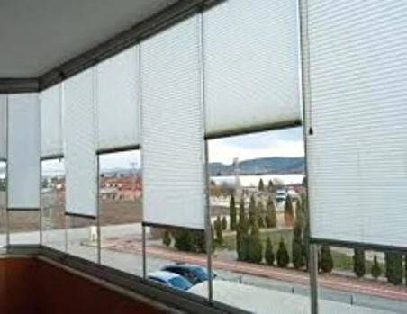 Cam balkon perdesi pilise perde katlanır stor perde GRİ