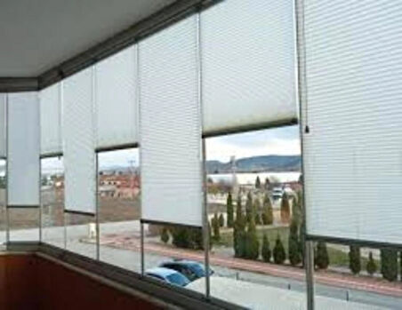 Cam balkon perdesi pilise perde katlanır stor perde GRİ