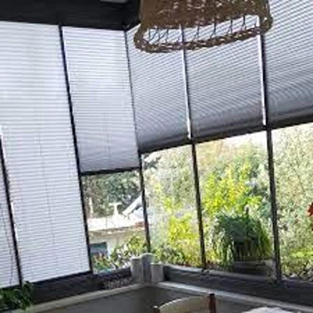 Cam balkon perdesi pilise perde katlanır stor perde GRİ