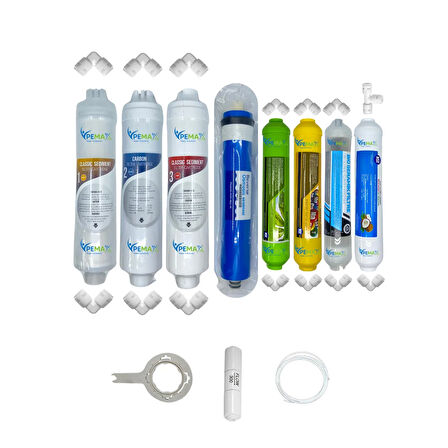 PWS Kapalı Kasa Su Arıtma Cihazları uygun Eco 8li Reverse Osmosis mebran Alkali+mineral+detox+set