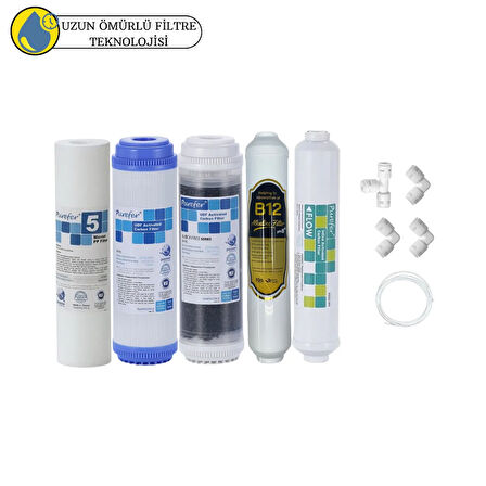 Purefer Açık kasa çift karbonlu Sertifikalı 5li mebransız B12 Alkalili