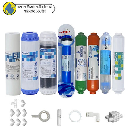 Purefer Açık kasa çift karbonlu Sertifikalı 8li Filmtec Dupon mebran  mineral +alkalili+detox