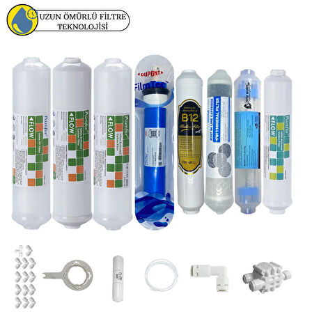 Purefer Kapalı kasa su arıtma Sertifikalı 8li B12 alkali+detox+ Filmtec Dupon mebran 4lü mineral
