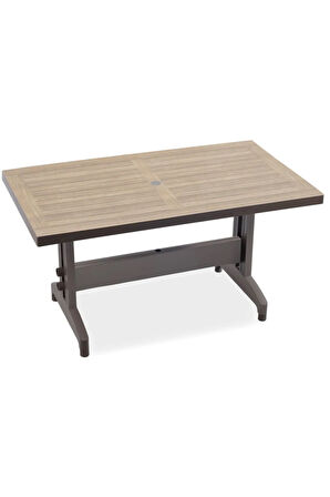 Diva 80x 140 Plastik Bahçe Masası | Teak - Ahşap Desenli