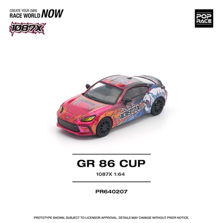 Pop Race Toyota GR86 Cup 1087X Livery 1:64 Diecast Model Araba
