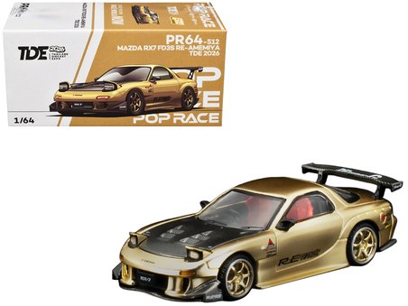 Pop Race 1:64 Mazda RX-7 FD3S RE-Amemiya TDE 2026 Gold Diecast Model Araba PR640512