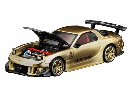 Pop Race 1:64 Mazda RX-7 FD3S RE-Amemiya TDE 2026 Gold Diecast Model Araba PR640512