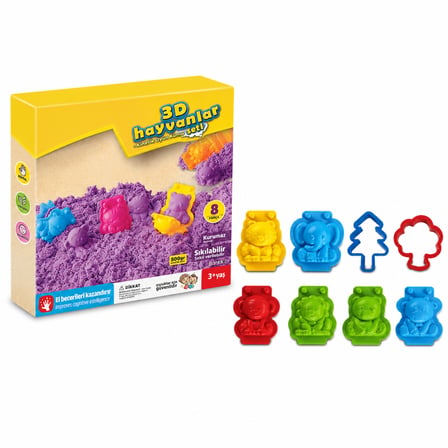 03612 3D Hayvanlar Kum Seti 500 gr / +3 yaş