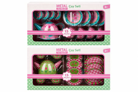 02169 Metal Oyuncak Çay Takımı 15 Parça -adet fiyatıdır