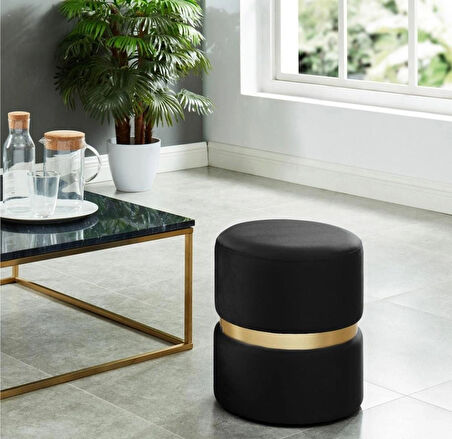 Prada Puf-Spor Dikişli Gold Detaylı Silinebilir Kadife Kumaş Modern Lüx Puf-Bench-Makyaj