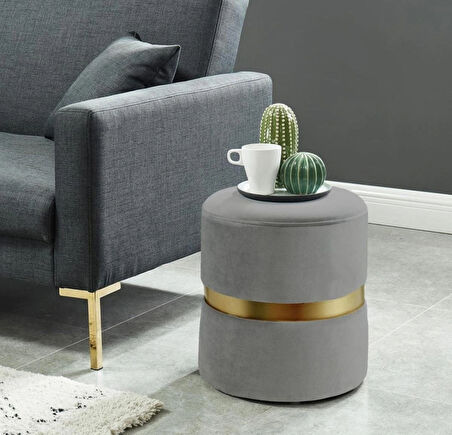 Prada Puf-Spor Dikişli Gold Detaylı Silinebilir Kadife Kumaş Modern Lüx Puf-Bench-Makyaj
