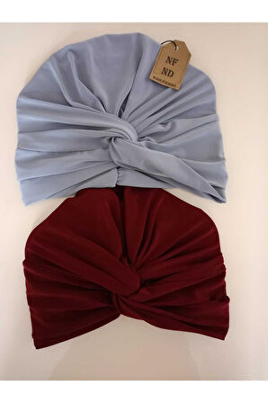 Dış Bone Hazır Geçmeli Tarz Tesettür Bordo Hijab Sosyete Bone Süslü Sandy Kumaş