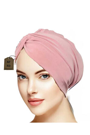 Pratik Sosyete Bone, ,süslü ,hazır Pratik ,geçmeli Tarz Pembe Hijab Sandy Kumaş