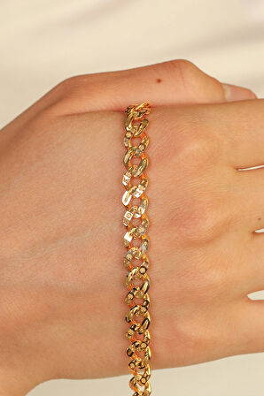 Parçalı Gurmet Altın Bileklik