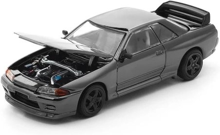 Pop Race 1:64 Nissan Skyline GT-R R32 Dark Chrome Edition PRDC002 Diecast Model Araba