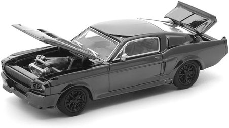 Pop Race 1:64 1967 Ford Shelby Mustang GT500 Dark Chrome Limited Edition PRDC004 Model Araba