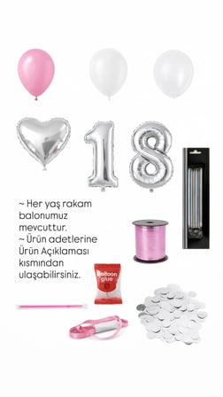 Pembe Prenses Kurdeleli Konsept Yaş Seçenekli Rakam Balonlu Doğum Günü Mumlu Balon Seti