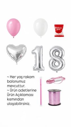 Pembe Prenses Kurdeleli Konsept Yaş Seçenekli Rakam Balonlu Doğum Günü Mini Balon Seti