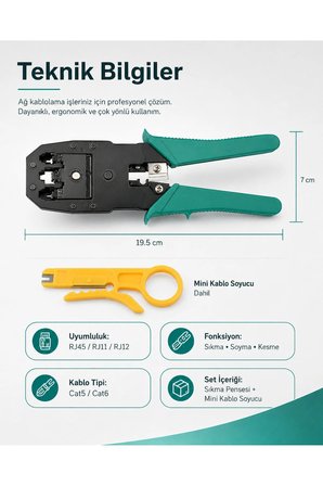 Profesyonel Cırcırlı RJ45 RJ11 RJ12 Sıkma Pensesi Mini Kablo Soyucu Aparat Seti 4P 6P 8P Uyumlu Cat5 Cat6 İnternet Telefon Ağ Kablosu Çakma Pense Takımı Veri İletişim Altyapı Sonlandırma Kiti