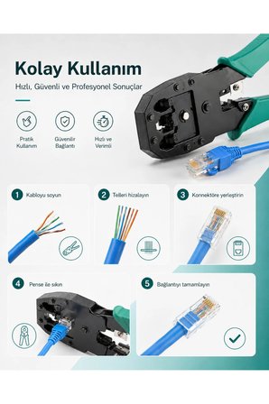 Profesyonel Cırcırlı RJ45 RJ11 RJ12 Sıkma Pensesi Mini Kablo Soyucu Aparat Seti 4P 6P 8P Uyumlu Cat5 Cat6 İnternet Telefon Ağ Kablosu Çakma Pense Takımı Veri İletişim Altyapı Sonlandırma Kiti