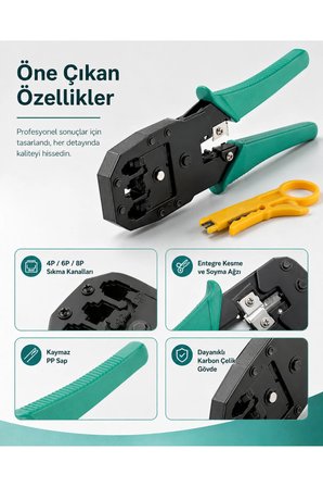 Profesyonel Cırcırlı RJ45 RJ11 RJ12 Sıkma Pensesi Mini Kablo Soyucu Aparat Seti 4P 6P 8P Uyumlu Cat5 Cat6 İnternet Telefon Ağ Kablosu Çakma Pense Takımı Veri İletişim Altyapı Sonlandırma Kiti
