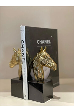 Pirinç At İkili Kitap Tutucu Gold