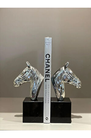 Pirinç At İkili Kitap Tutucu Gümüş