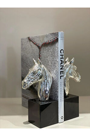 Pirinç At İkili Kitap Tutucu Gümüş