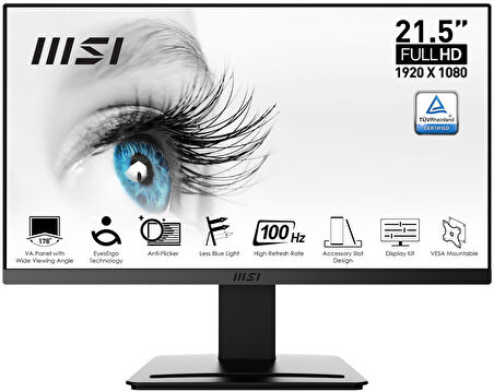 MSI 21.5 PRO MP223 1920x1080 (FHD) 16:9 FLAT VA 100HZ 1MS ADAPTIVE-SYNC MONITOR