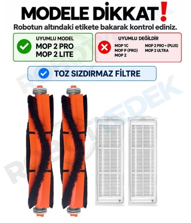 Xiaomi Mop 2 Pro (MJST1SHW) Uyumlu Yedek Ana Fırça ve Hepa Filtre-4 Parça