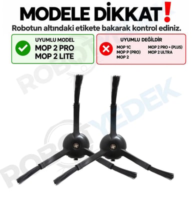Xiaomi Mop 2 Pro (Siyah) Uyumlu 2 Adet Yan Fırça