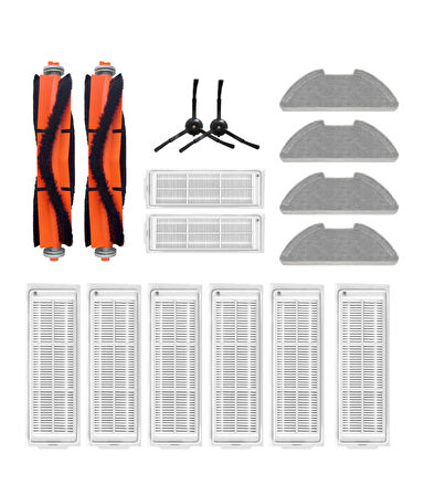 Xiaomi Mop 2 Pro (Siyah) MJST1SHW Uyumlu Yedek Fırça Filtre Mop Seti-16 Parça