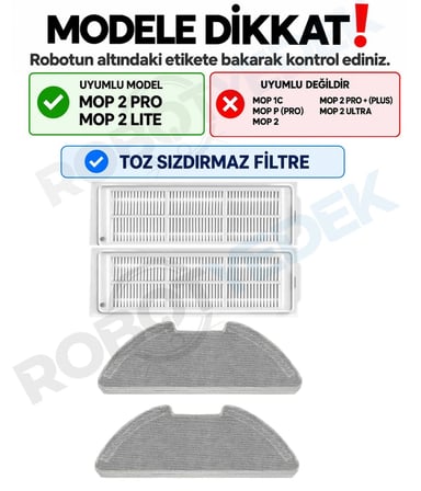 Xiaomi Mop 2 Pro MJST1SHW Uyumlu Yedek Filtre Mop Seti-4 Parça