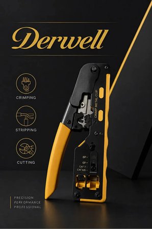 3'LÜ Profesyonel Ethernet Kurulum Seti RJ45 Kablo Sıkma Pensesi 100 Adet CAT6 CAT5e Uyumlu Konnektör Fiş Jack ve 100 Adet Koruyucu Gri Boot Kılıf Teknoloji Ağ Kurulumu Tamir Çantası Set