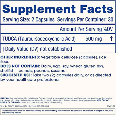 ProHealth Pure TUDCA Liver bile salts Clinically Studied Third-Party Tested 60 Caps