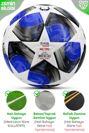 PRO-Seriesi Futbol Topu Şampiyonlar Ligi Lazer Kesim Pompa Dahil Halı Saha Maç Futbol Topu Mavi 520