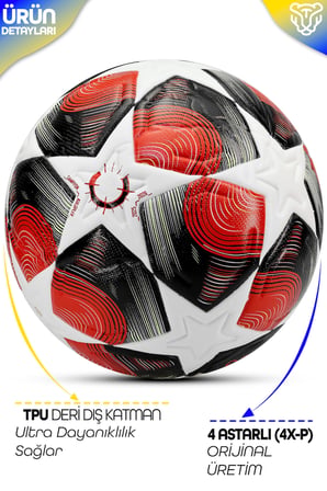 PRO-Seriesi Futbol Topu Şampiyonlar Ligi Lazer Kesim Pompa Dahil Halı Saha Maç Futbol Topu Red 520