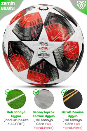 PRO-Seriesi Futbol Topu Şampiyonlar Ligi Lazer Kesim Pompa Dahil Halı Saha Maç Futbol Topu Red 520