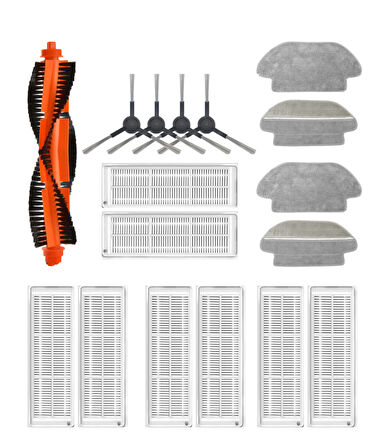 Xiaomi Mop Pro STYJ02YM (Siyah) Uyumlu Yedek Fırça Hepa Filtre Mop Seti-17 Parça
