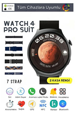 Premium 7 Kordon Sesli Görüşme Bildirim GPS Smart Watch 7 Strap in1