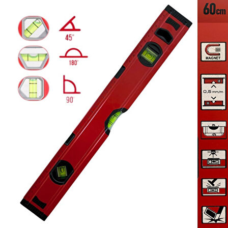 Vandor Pro Alüminyum Mıknatıslı Su Terazisi 60 Cm