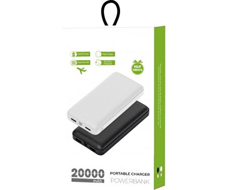 Powerbank Orijinal 20.000 mAh. 2 USB Çıkışlı 1A/2A Concord C-117