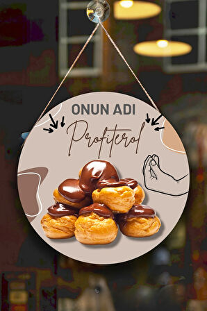 Profiterol Salonu Duvar, Kapı, Çift Taraflı Askılı Pano Karşılama Tabelası, Profiterol Dükkan Süsü