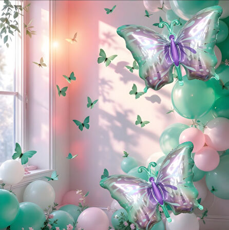 Yeşil–Mor Kelebek Folyo Balon