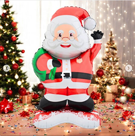 Ayaklı Gözlüklü Noel Baba Folyo Balon