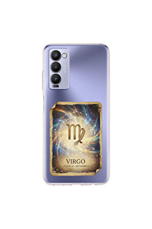 Tecno Camon 18 ile Uyumlu Burç Kartları Başak Tasarımlı Şeffaf Silikon Kılıf