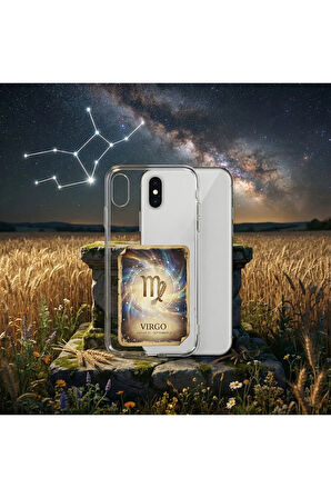 Tecno Camon 18 ile Uyumlu Burç Kartları Başak Tasarımlı Şeffaf Silikon Kılıf