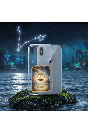 General Mobile GM 22S ile Uyumlu Burç Kartları Balık Tasarımlı Şeffaf Silikon Kılıf