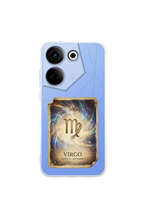 Tecno Camon 20 ile Uyumlu Burç Kartları Başak Tasarımlı Şeffaf Silikon Kılıf