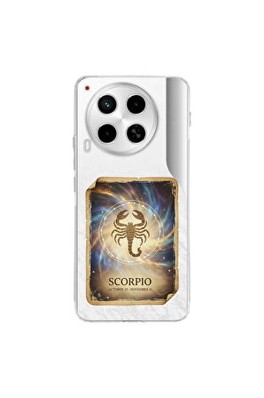 Tecno Camon 30 ile Uyumlu Burç Kartları Akrep Tasarımlı Şeffaf Silikon Kılıf